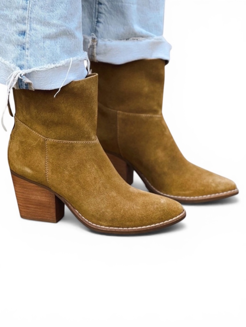 NWOT Matisse Soho Suede Block Heel Ankle Booties in Fawn Size 7.5M